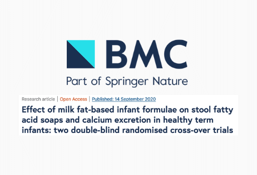 Summary: Effect of milk fat-based infant formulae on stool fatty acid soaps and calcium excretion in healthy term infants